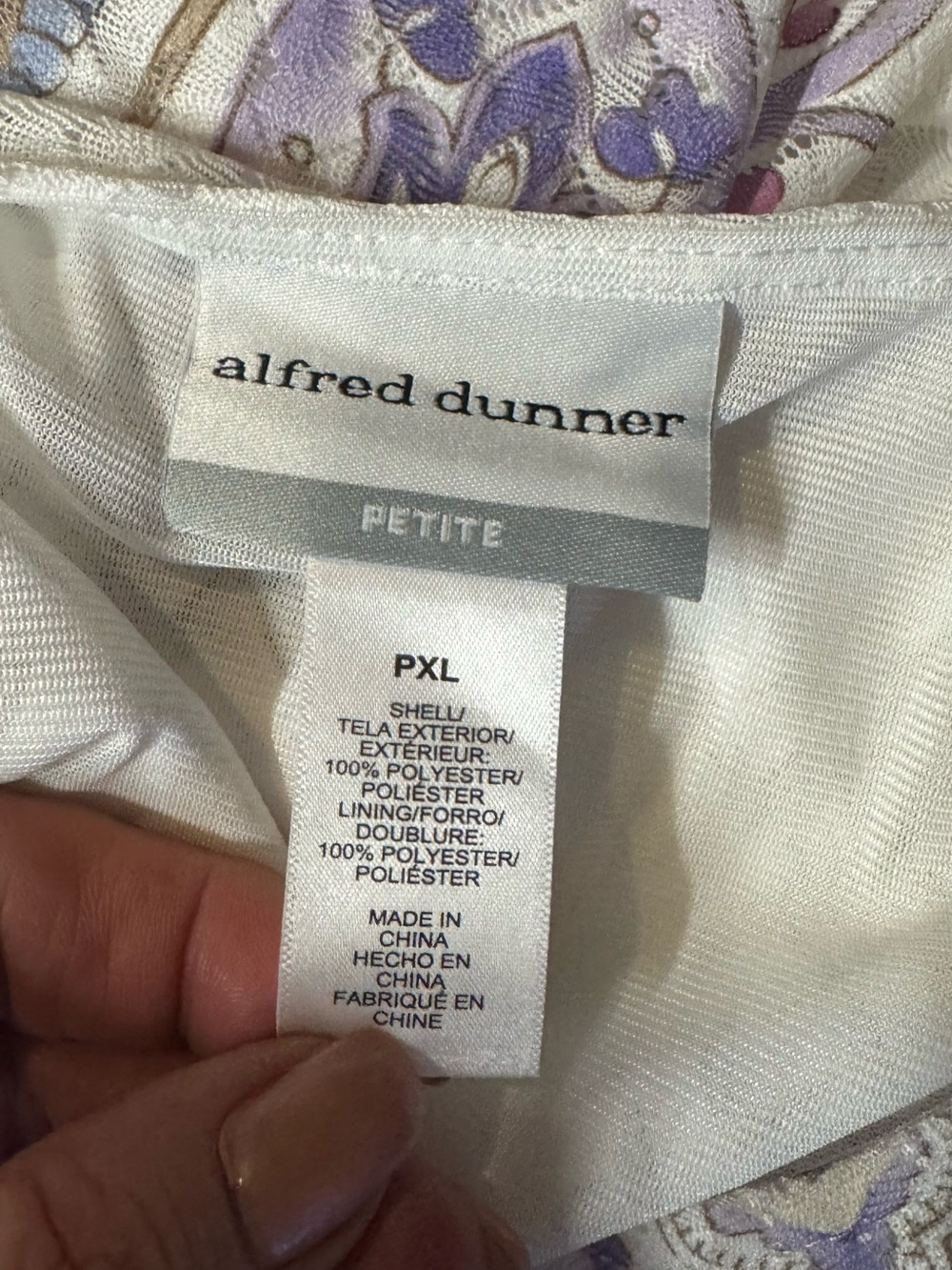 NWT Beautiful Alfred Dunner Cream w/Border Print Top XLARGE/PETITE #M - Picture 10 of 11